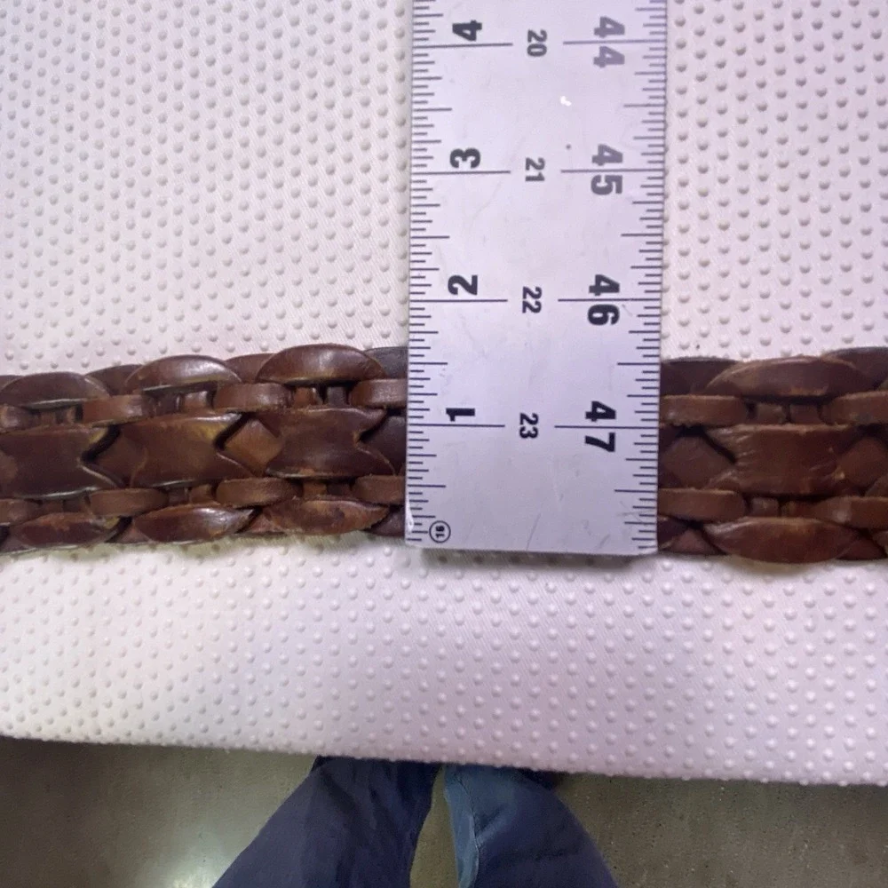 Hollister Wide Braided Woven Wide Brown Genuine Leather Belt Size M/L